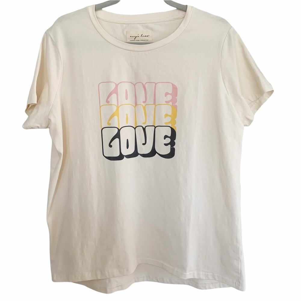 Evy's Tree Cream Triple Love Graphic Tee Size 1X NWT